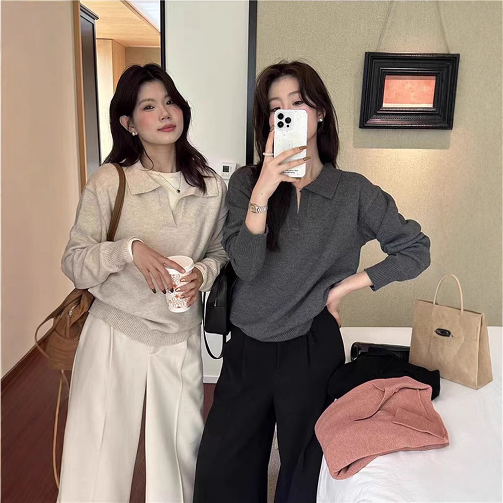 Vintage Fashion Hong Kong - Collar sweater for women autumn/winter 2025